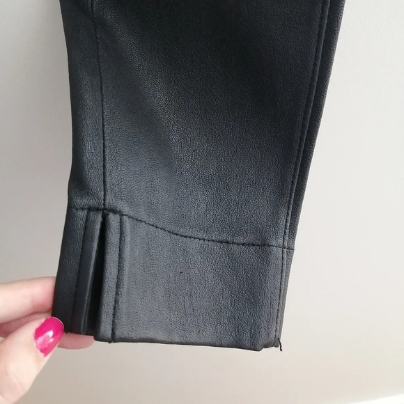 Current/Elliott Leather Side Slit Stiletto Pants in Vintage Black Ankle Size 27 - Picture 8 of 16